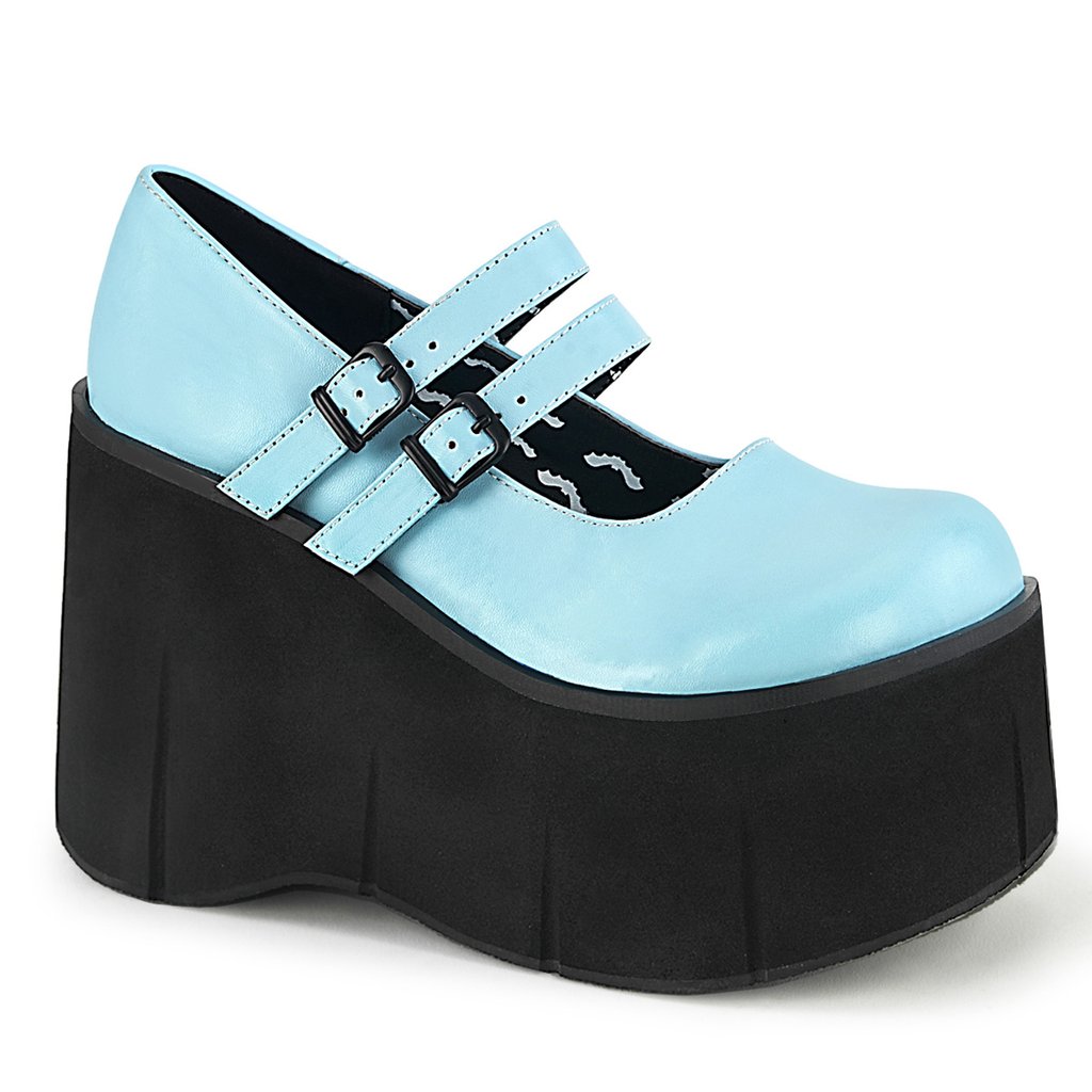 Chaussures Plateforme Demonia Kera 08 Vegan Cuir Femme - Bleu 42618-YKZI